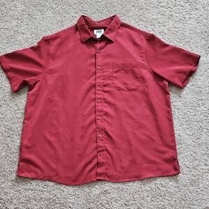 Harbor Bay Men's Casual Burgundy Button Down Shirt 1XL